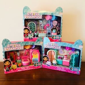 New! Gabby’s Dollhouse 3 Room Set